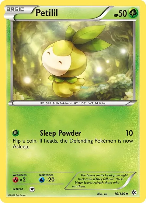Petilil #16/149 Reverse Holofoil Pokémon card from Boundaries Crossed