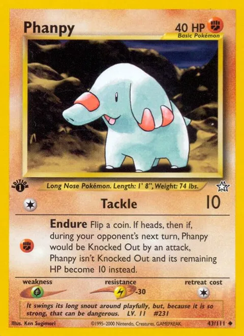Phanpy #043/111 Unlimited Pokémon card from Neo Genesis