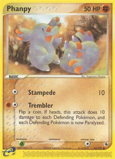 Phanpy #62/109 Pokémon card from EX Ruby and Sapphire