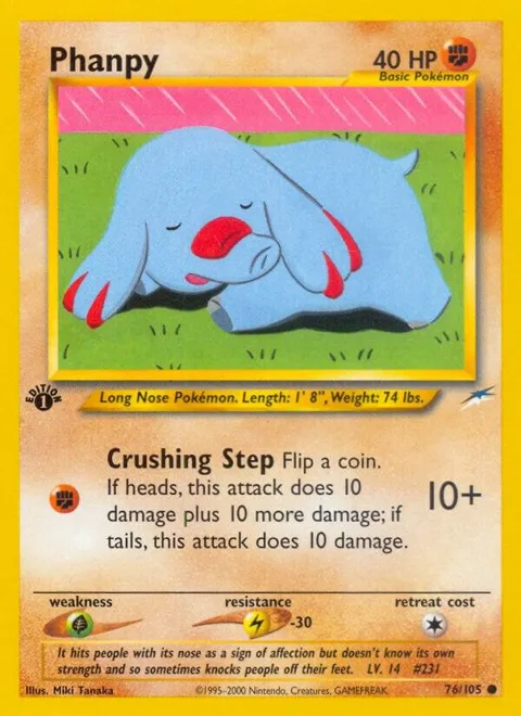 Phanpy #076/105 1st Edition Pokémon card from Neo Destiny
