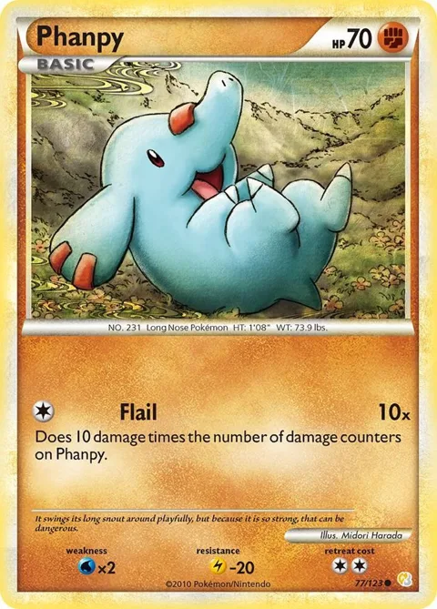 Phanpy #77/123 Pokémon card from HeartGold SoulSilver