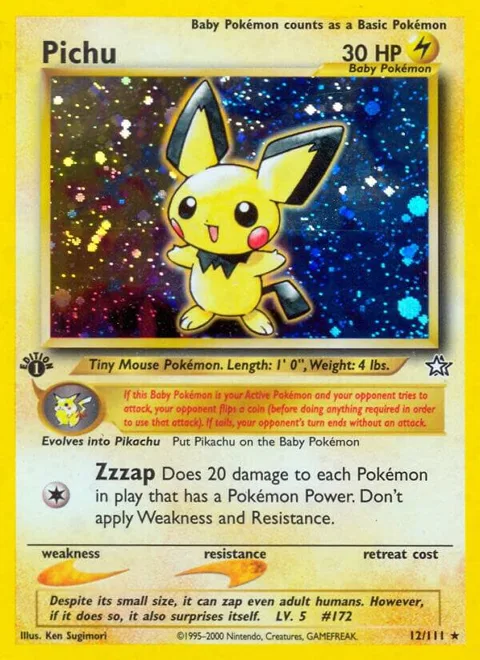Pichu #012/111 1st Edition Holofoil Pokémon card from Neo Genesis