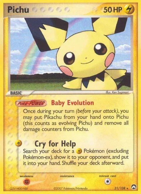 Pichu #21/108 Pokémon card from EX Power Keepers