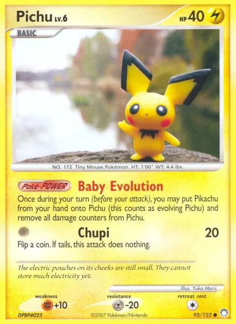 Pichu #93/123 Reverse Holofoil Pokémon card from Mysterious Treasures