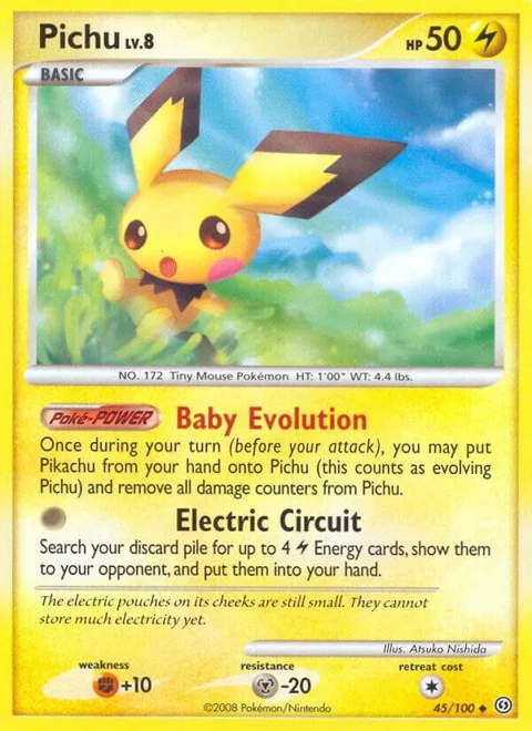 Pichu #45/100 Pokémon card from Stormfront