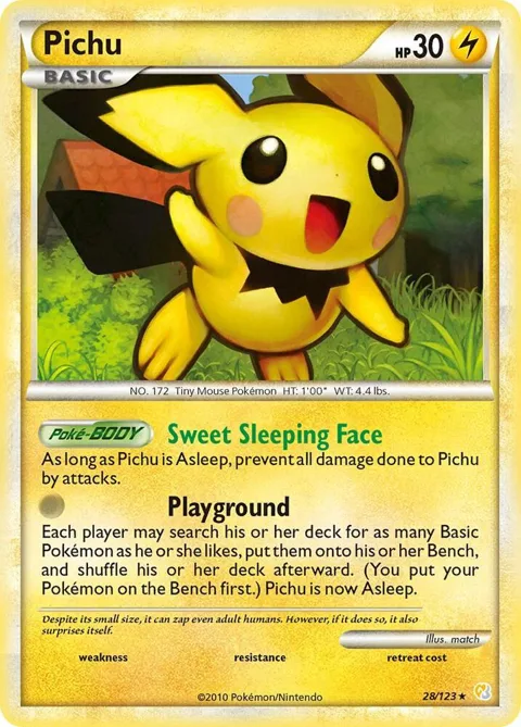 Pichu #28/123 Reverse Holofoil Pokémon card from HeartGold SoulSilver