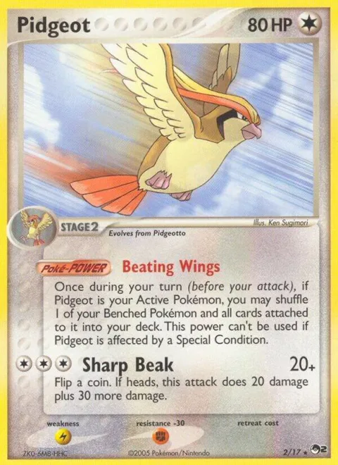 Pidgeot #002/017 Pokémon card from POP Series 2