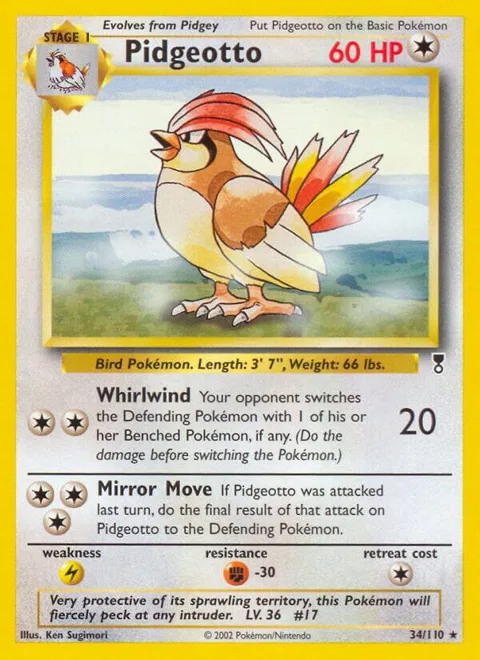 Pidgeotto #034/110 Reverse Holofoil Pokémon card from Legendary Collection