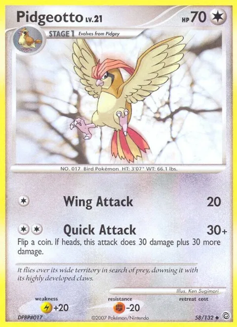 Pidgeotto #58/132 Pokémon card from Secret Wonders