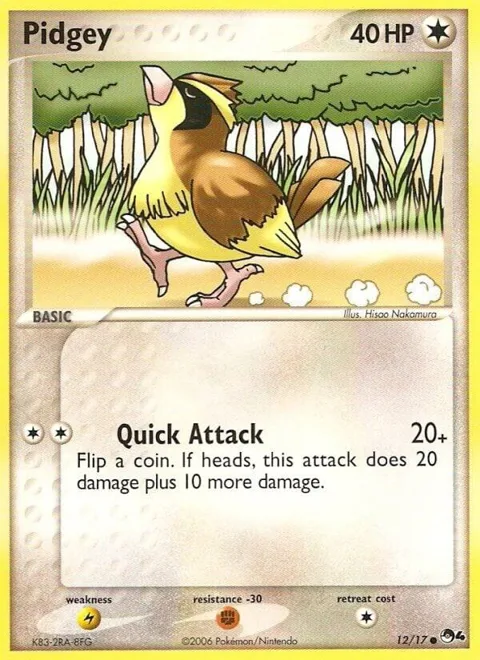 Pidgey #012/017 Pokémon card from POP Series 4