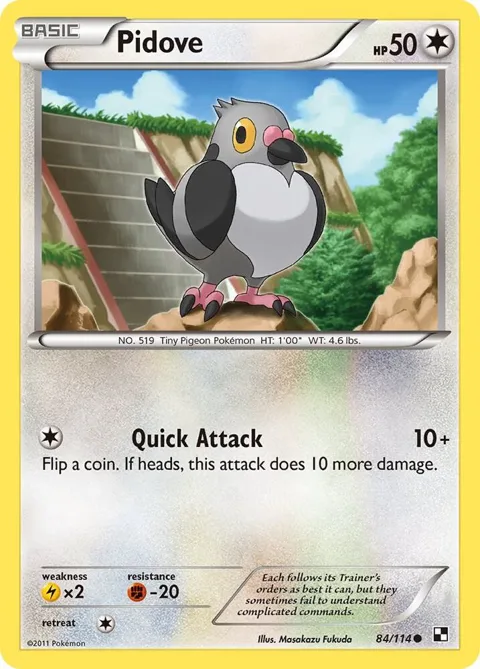 Pidove #84/114 Reverse Holofoil Pokémon card from Black and White
