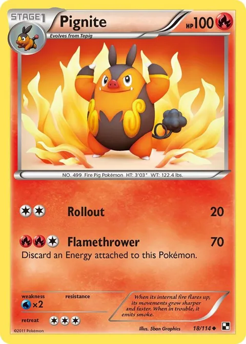 Pignite 18 #18/114 Reverse Holofoil Pokémon card from Black and White