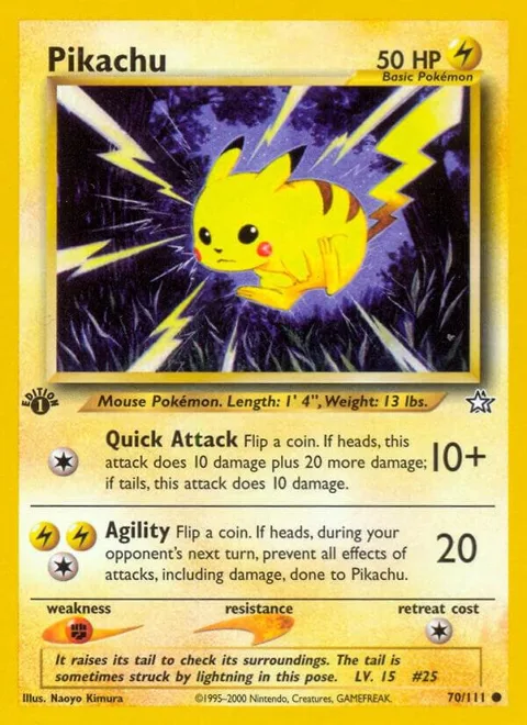 Pikachu #070/111 Unlimited Pokémon card from Neo Genesis