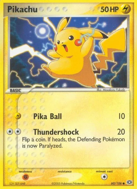Pikachu #60/106 Reverse Holofoil Pokémon card from EX Emerald