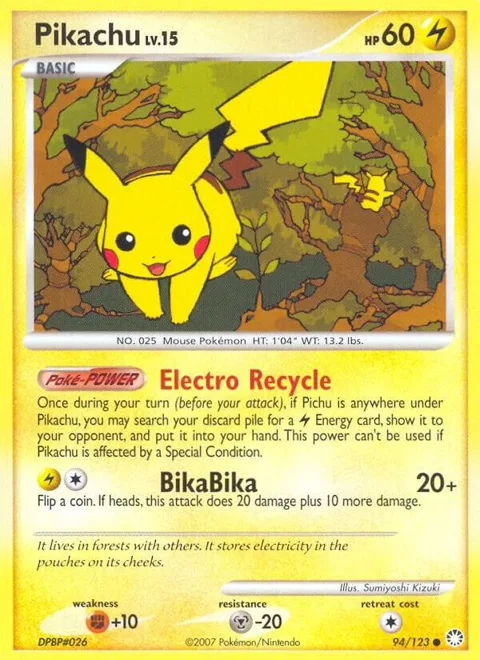 Pikachu #94/123 Pokémon card from Mysterious Treasures