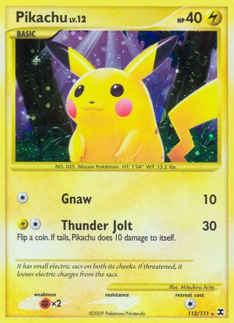 Pikachu #112/111 Holofoil Pokémon card from Rising Rivals