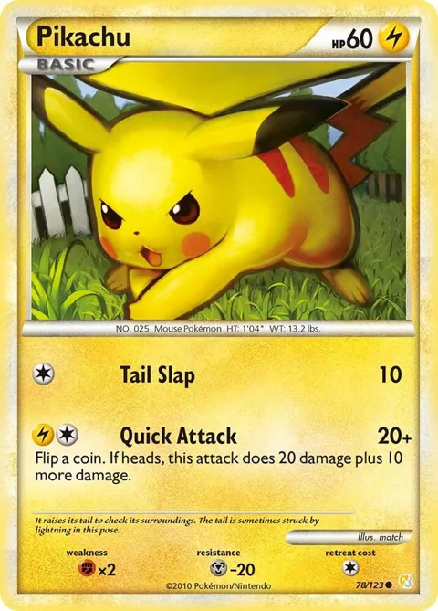 Pikachu #78/123 Reverse Holofoil Pokémon card from HeartGold SoulSilver