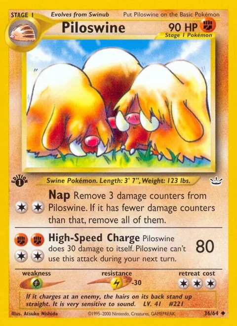 Piloswine #36/64 1st Edition Pokémon card from Neo Revelation