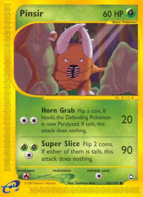 Pinsir #101/147 Pokémon card from Aquapolis