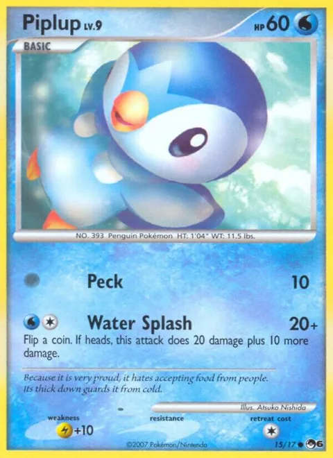 Piplup #015/017 Holofoil Pokémon card from POP Series 6