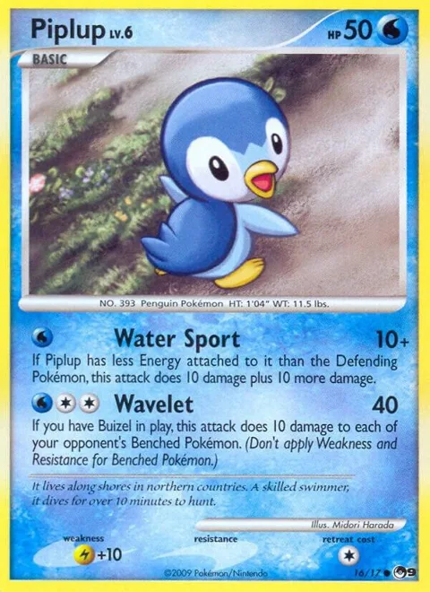 Piplup #016/017 Pokémon card from POP Series 9