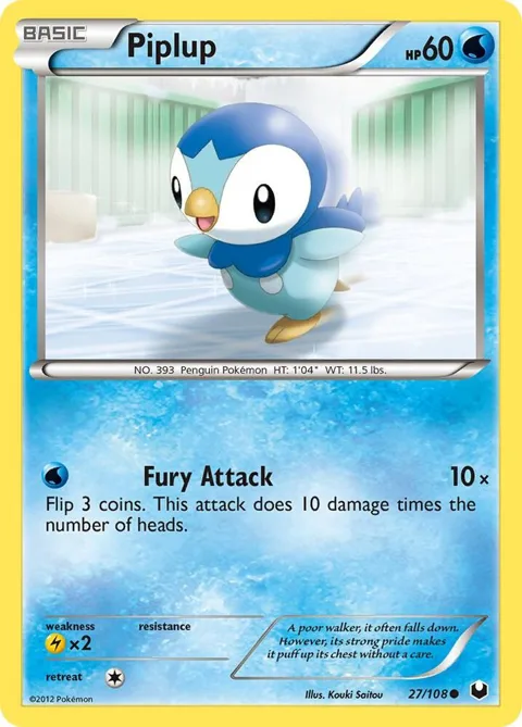 Piplup #27/108 Pokémon card from Dark Explorers