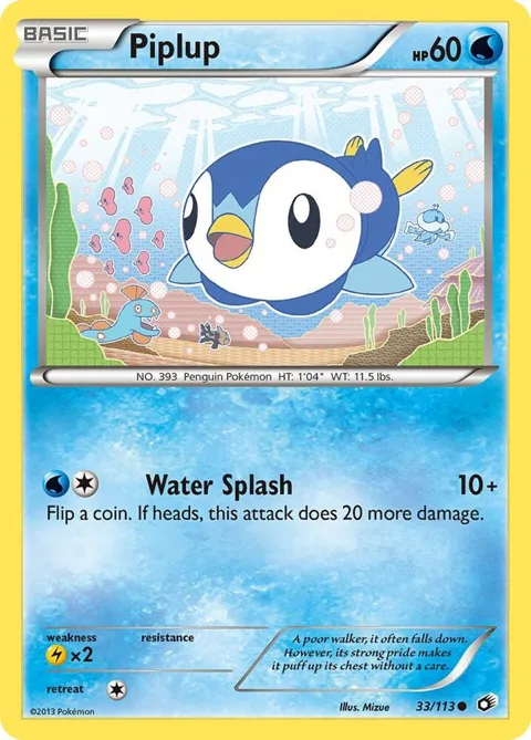 Piplup #33/113 Reverse Holofoil Pokémon card from Legendary Treasures