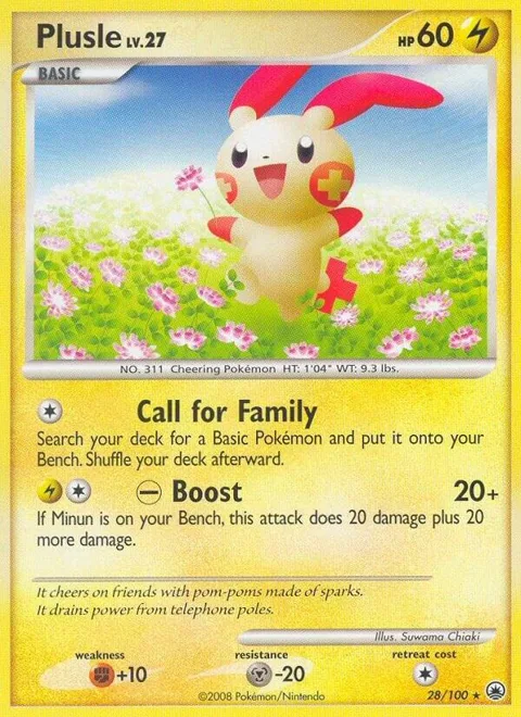Plusle #28/100 Reverse Holofoil Pokémon card from Majestic Dawn
