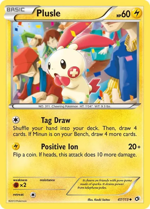 Plusle #47/113 Pokémon card from Legendary Treasures