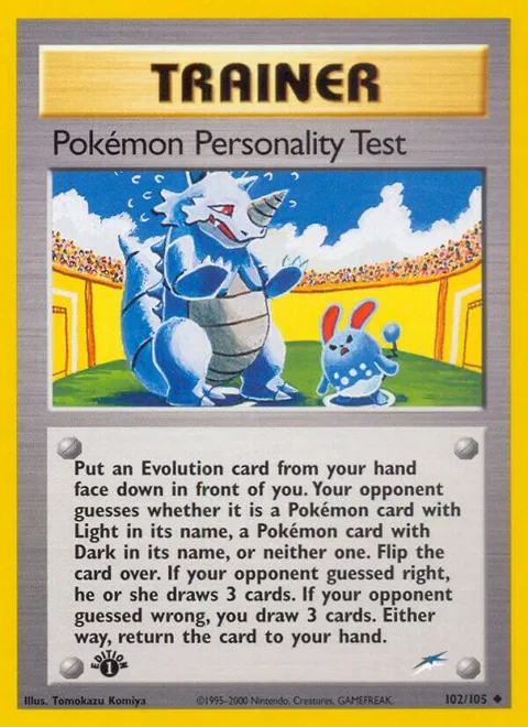 Pokemon Personality Test #102/105 1st Edition Pokémon card from Neo Destiny