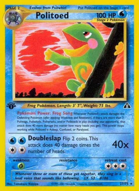 Politoed 27 #27/75 1st Edition Pokémon card from Neo Discovery