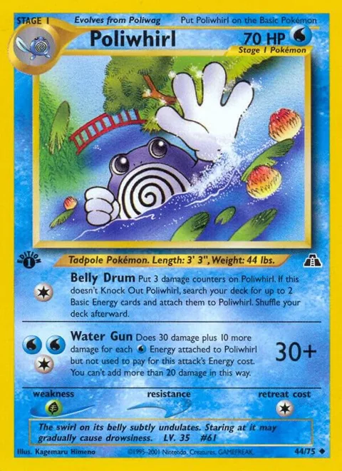 Poliwhirl #44/75 1st Edition Pokémon card from Neo Discovery