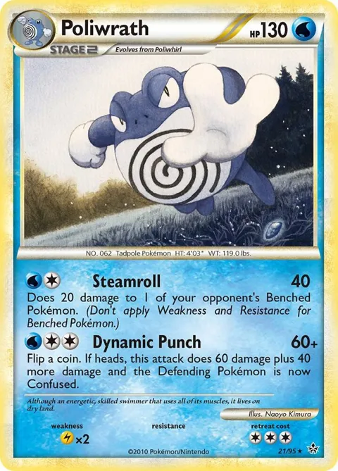 Poliwrath #21/95 Reverse Holofoil Pokémon card from Unleashed