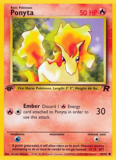 Ponyta #64/82 1st Edition Pokémon card from Team Rocket