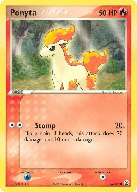 Ponyta #76/112 Pokémon card from EX FireRed & LeafGreen