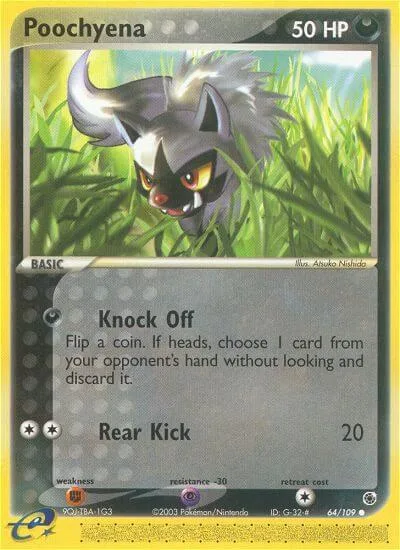 Poochyena #64/109 Pokémon card from EX Ruby and Sapphire