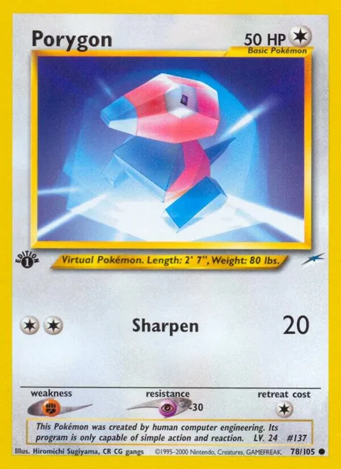 Porygon #078/105 Unlimited Pokémon card from Neo Destiny