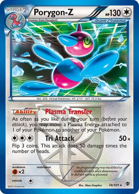 Porygon-Z Team Plasma #74/101 Reverse Holofoil Pokémon card from Plasma Blast