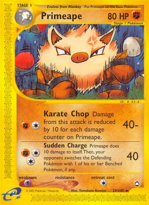 Primeape #029/147 Pokémon card from Aquapolis