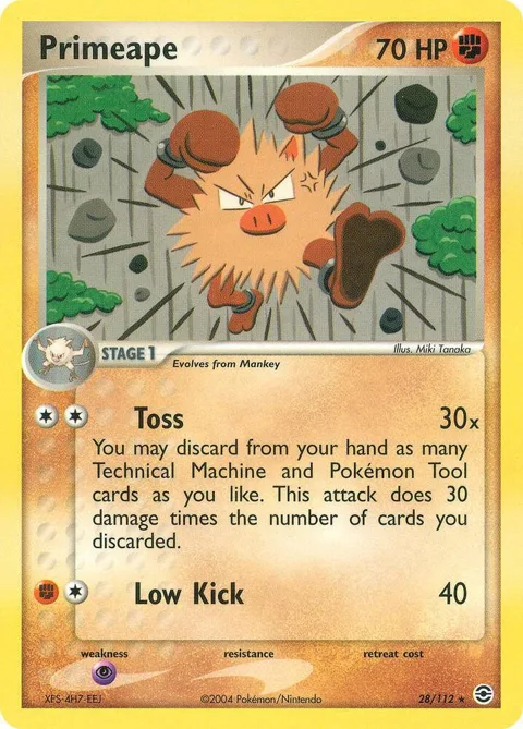 Primeape #28/112 Reverse Holofoil Pokémon card from EX FireRed & LeafGreen