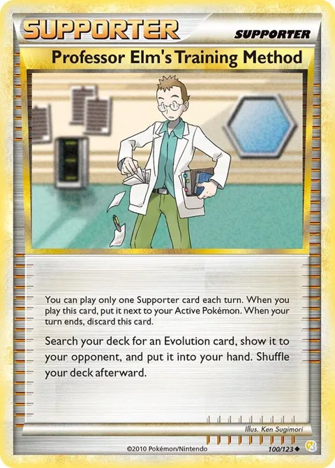 Professor Elm's Training Method #100/123 Reverse Holofoil Pokémon card from HeartGold SoulSilver