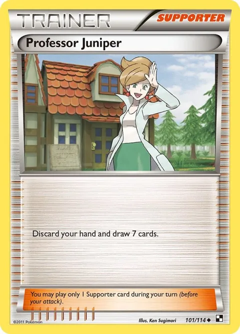 Professor Juniper #101/114 Reverse Holofoil Pokémon card from Black and White