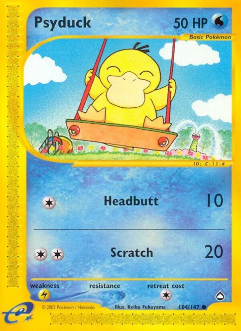Psyduck #104/147 Pokémon card from Aquapolis