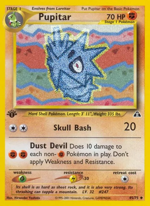 Pupitar #45/75 Unlimited Pokémon card from Neo Discovery
