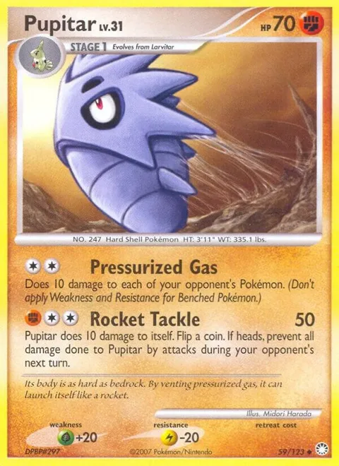 Pupitar #59/123 Reverse Holofoil Pokémon card from Mysterious Treasures