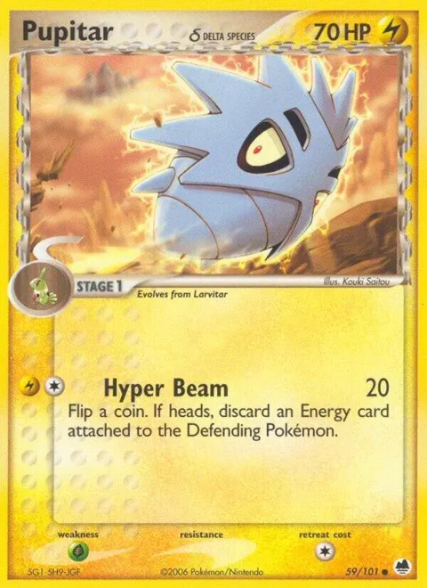 Pupitar Delta Species #59/101 Pokémon card from EX Dragon Frontiers