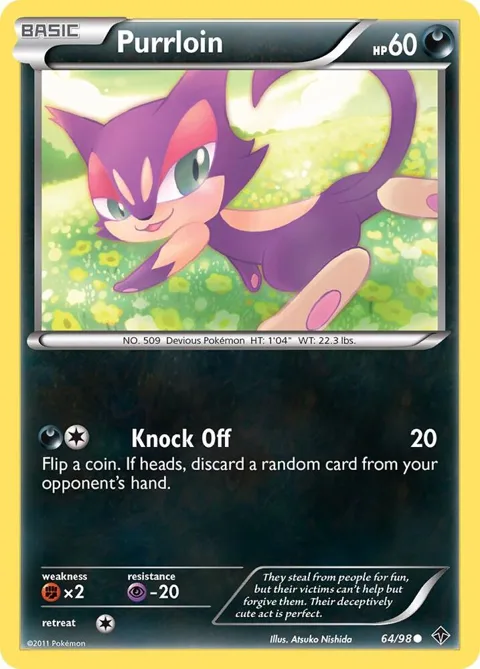 Purrloin #64/98 Pokémon card from Emerging Powers