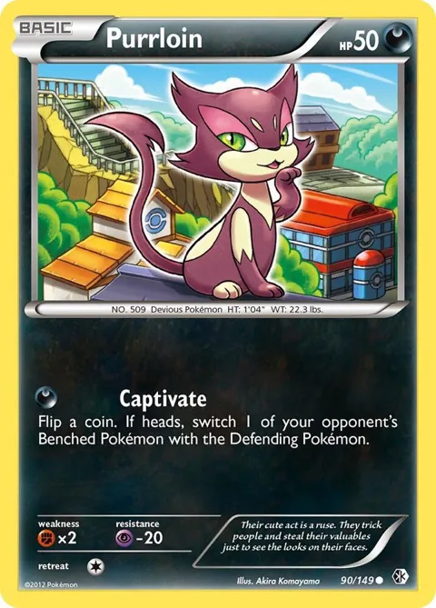 Purrloin #90/149 Reverse Holofoil Pokémon card from Boundaries Crossed