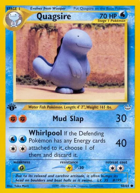 Quagsire #48/64 Unlimited Pokémon card from Neo Revelation