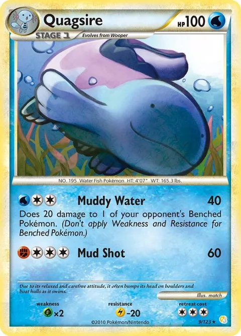 Quagsire #9/123 Reverse Holofoil Pokémon card from HeartGold SoulSilver